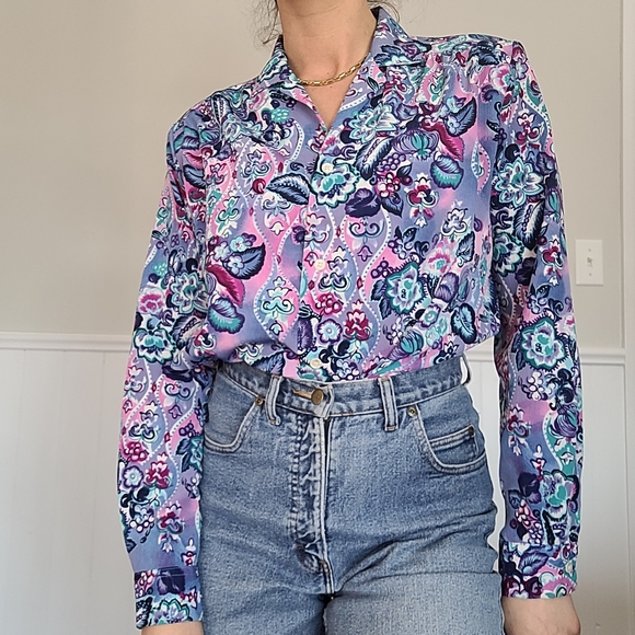 Vintage floral long sleeve blouse - Picture 5 of 11